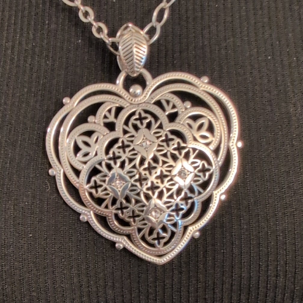 Brighton Silver Filigree Heart Pendant Necklace 95$